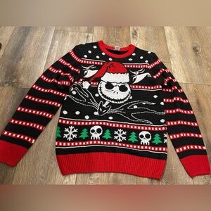 Disney nightmare before Christmas Festive Skull Sweater Red Black men medium